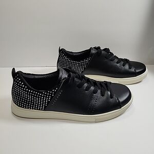 Skechers Street Moda Women US 9 Black Leather Rhinestone Memory Foam Comfort